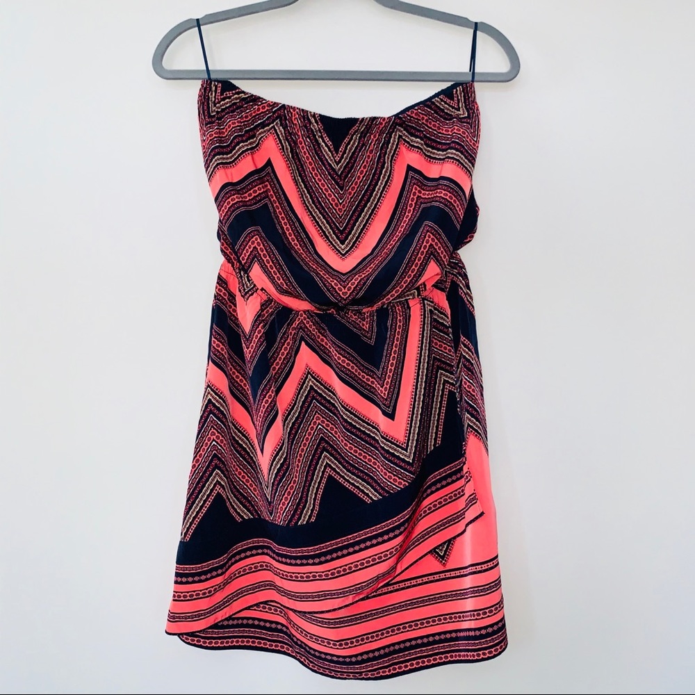Express Chevron Mini Strapless Dress